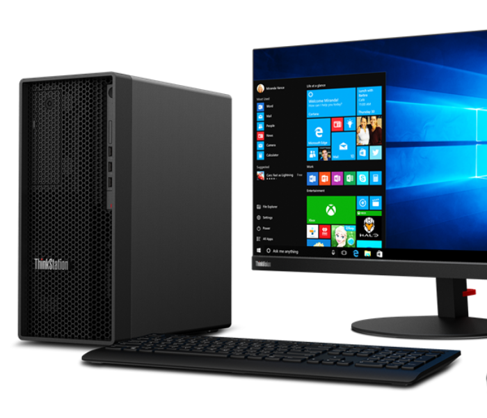 Lenovo Thinkstation tower workstation with monitor