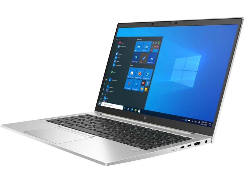 HP Elitebook silver laptop back-facing