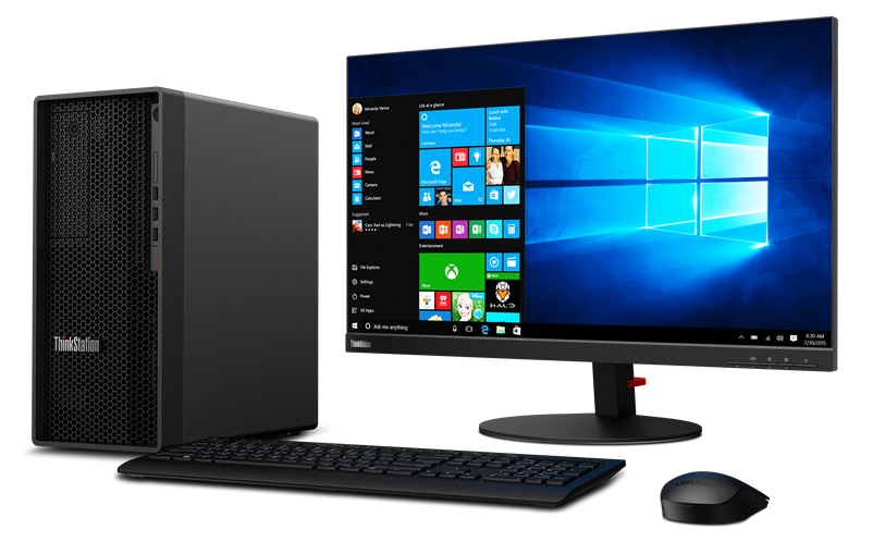 Lenovo Thinkstation workstation with monitor